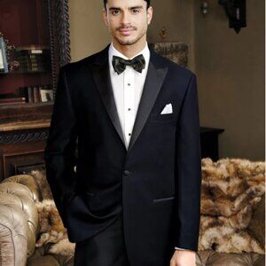 CARDI "Liam" Black Velvet Formal  Tux Jacket Prom Wedding Black Tie sz 58L